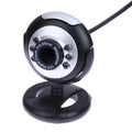 USB computer webcam with built-in six-LED ring light ring and manual focus adjustment
