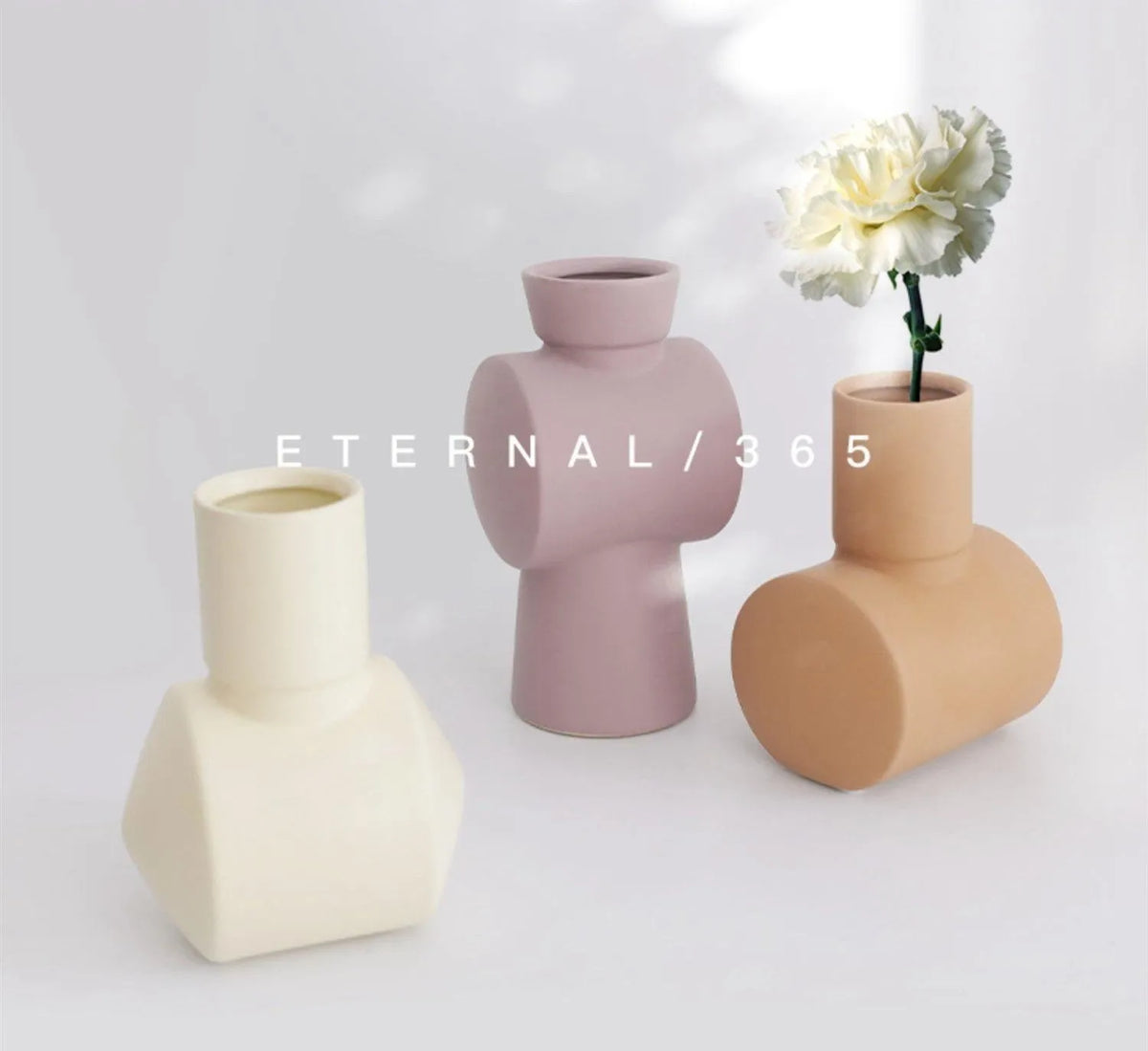 Nordic Morandi ceramic vase with hammer texture finish in beige, brown, or purple colour options