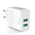 Black dual USB charger with EU standard plug for 100V systems
