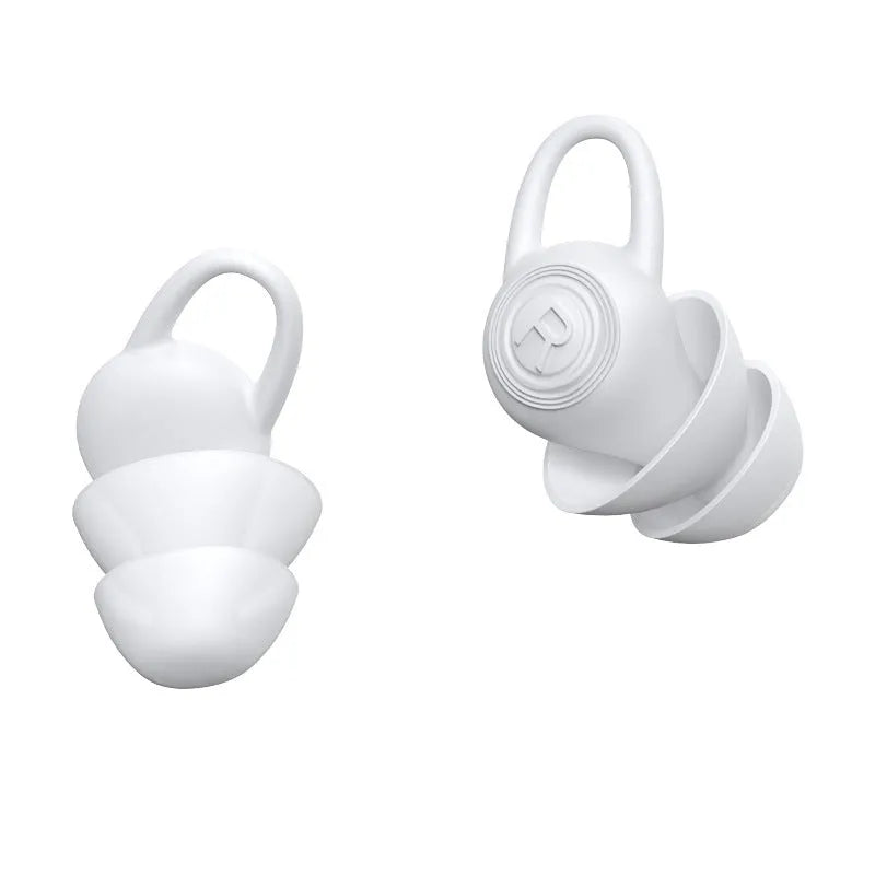 White silicone reusable ear plugs for noise reduction and sound insulation