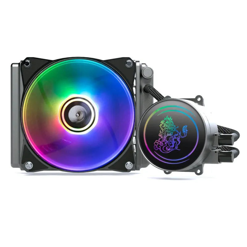 Kirin 240mm CPU water cooling radiator with colourful ARGB fan and copper-aluminium fins