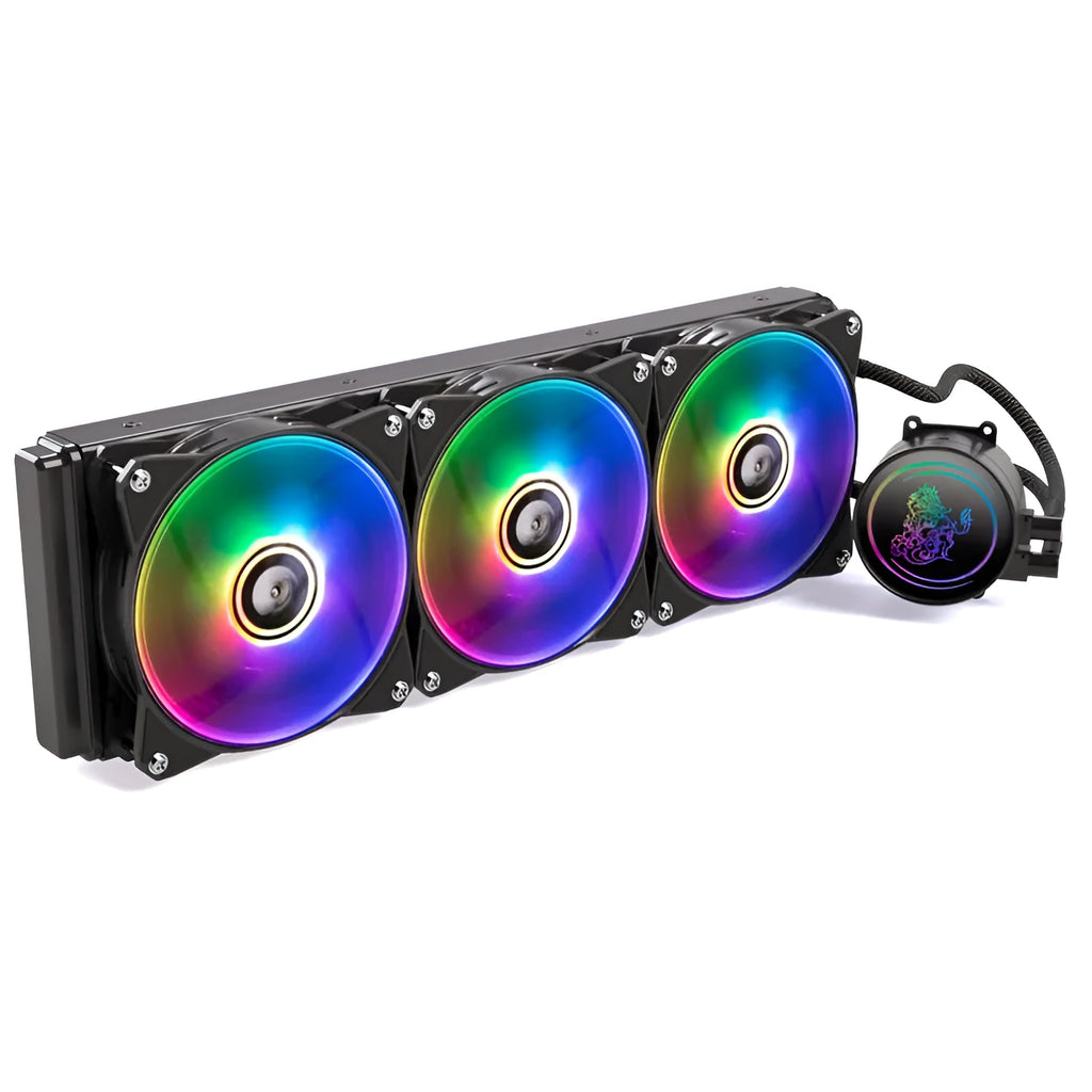 Kirin 240mm CPU water cooling radiator with colourful ARGB fan and copper-aluminium fins