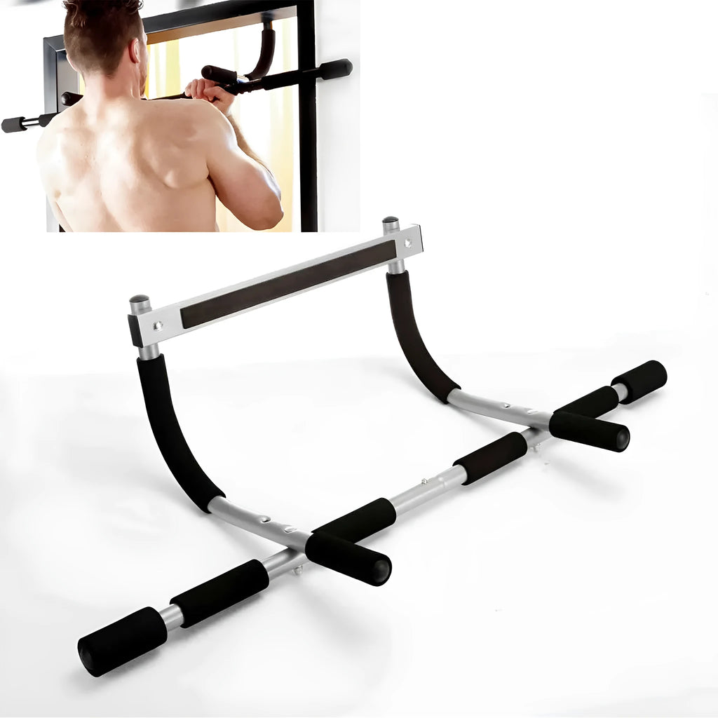 Black steel wall-mounted pull-up bar for home gym strength training equipment