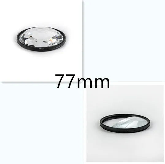 77mm half moon mirror SLR camera filter with rotatable design for split focus photography effects