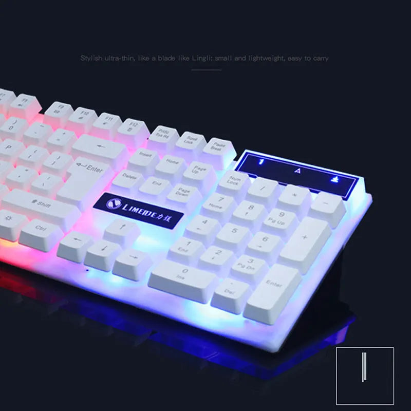 GTX300 black and white gaming keyboard and mouse set with backlit keys