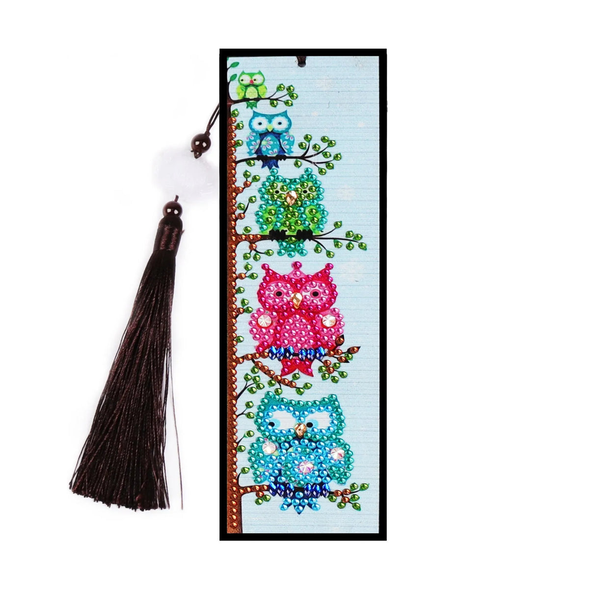 DIY diamond painting bookmark kit with mandala pattern, crystal rhinestones, and dot flowers on PVC.