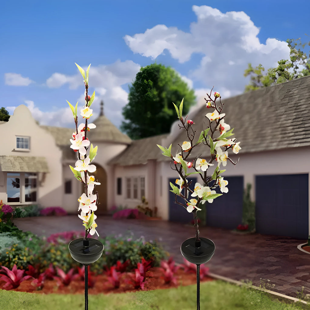 Solar-powered cherry blossom firework string lights for garden decoration