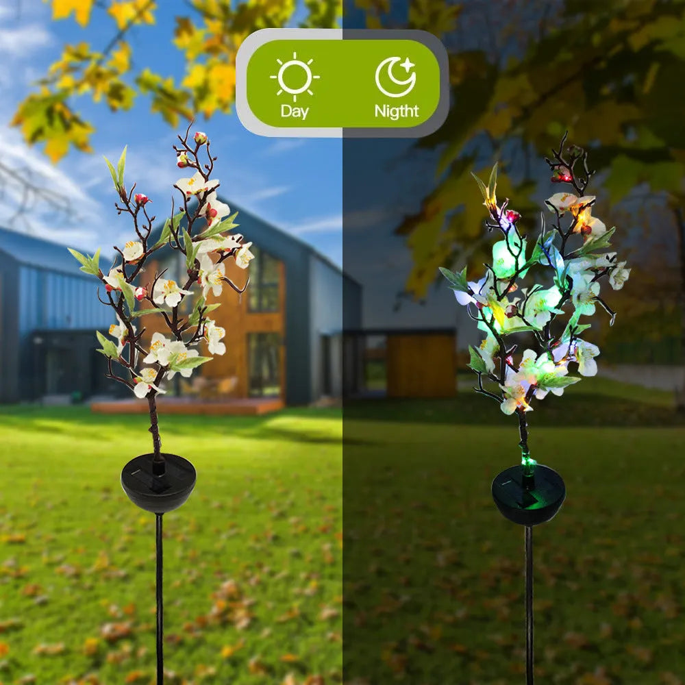 Solar-powered cherry blossom firework string lights for garden decoration