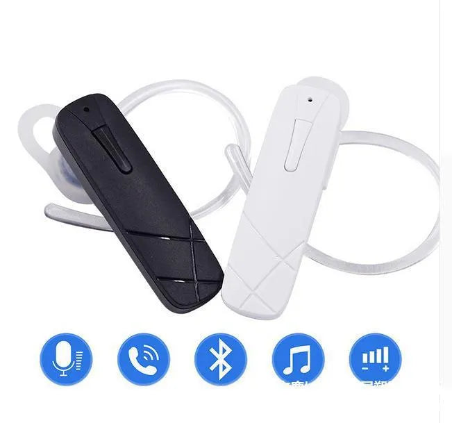 Black and white mini Bluetooth 4.1 wireless in-ear headset with earplug design.