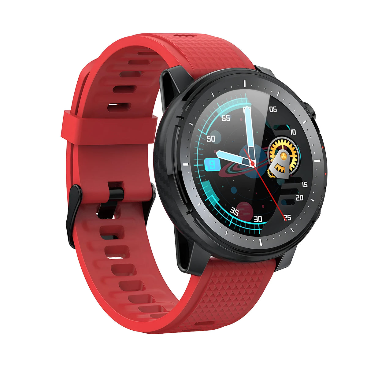 IP68 waterproof Android smart watch for men with round 1.3-inch display on silicone strap
