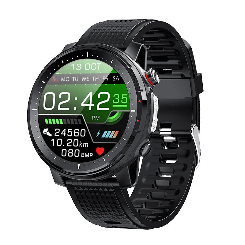 IP68 waterproof Android smart watch for men with round 1.3-inch display on silicone strap
