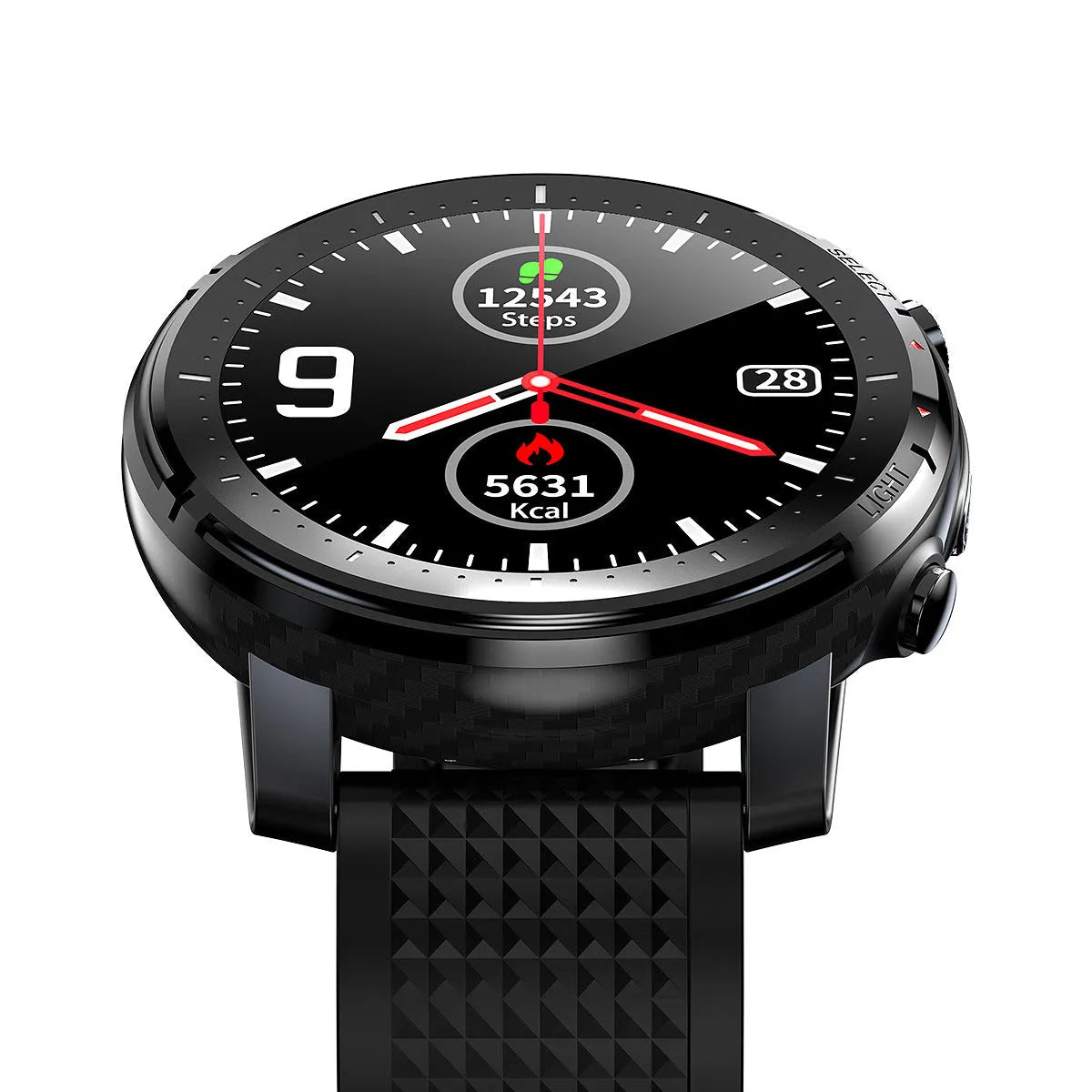 IP68 waterproof Android smart watch for men with round 1.3-inch display on silicone strap