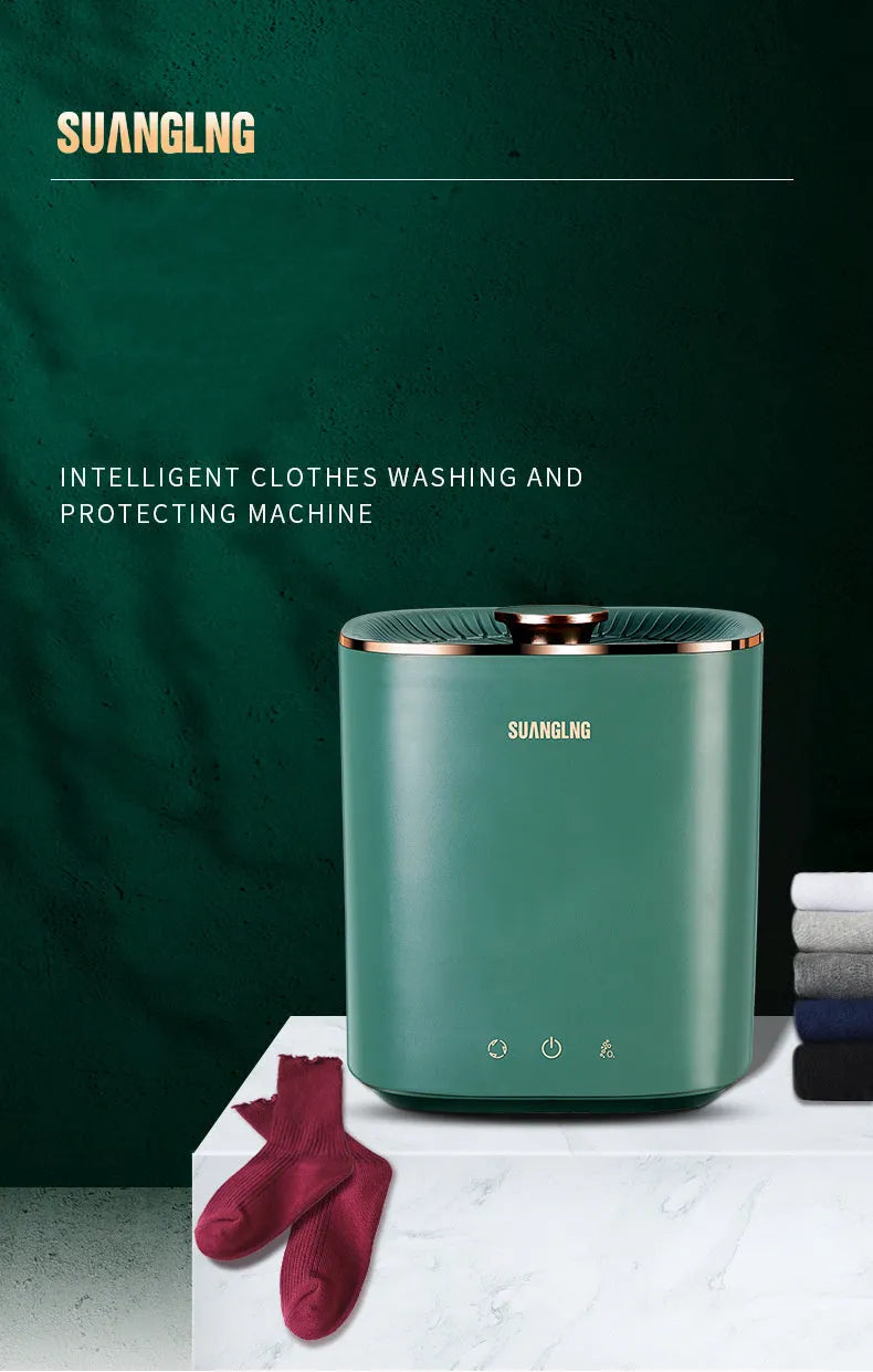 Green or white mini portable automatic washing machine for underwear and socks