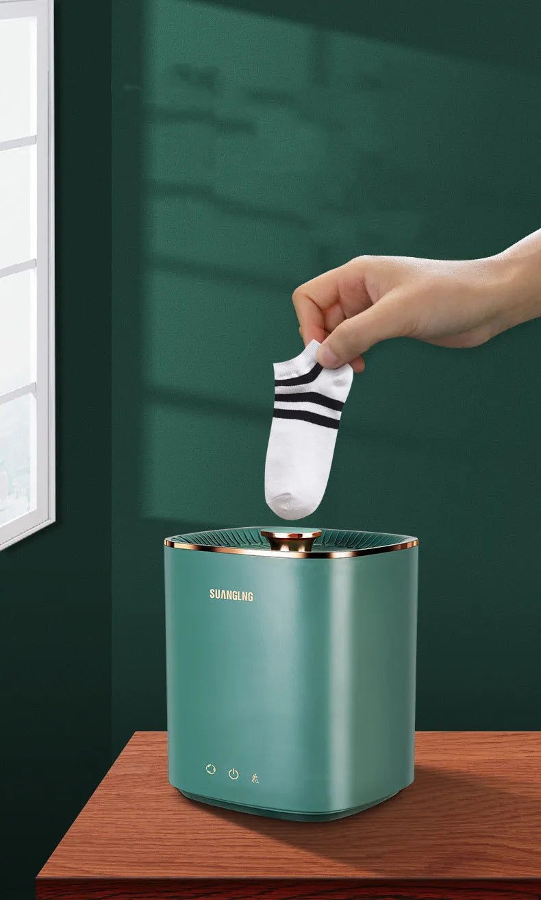 Green or white mini portable automatic washing machine for underwear and socks