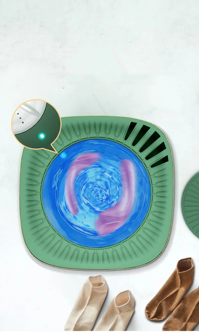Green or white mini portable automatic washing machine for underwear and socks
