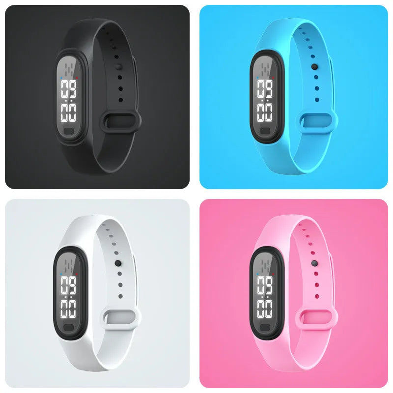 Ultrasonic electronic mosquito repellent wristband in black, white, blue, and pink colours for outdoor use