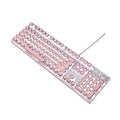 Mechanical keyboard and mouse set with silver bottom pink chassis green switches white backlight
