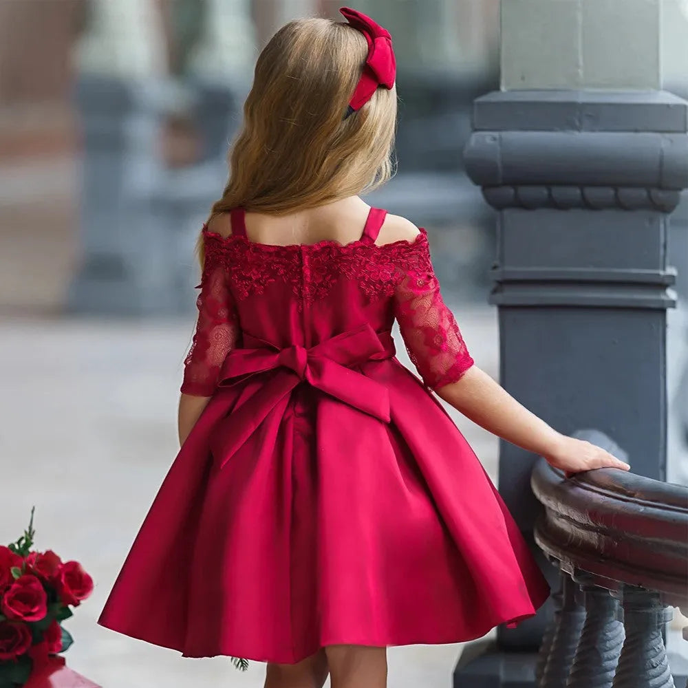 Girls simple style dress with lace detail in various colours for sizes 3T to 10T