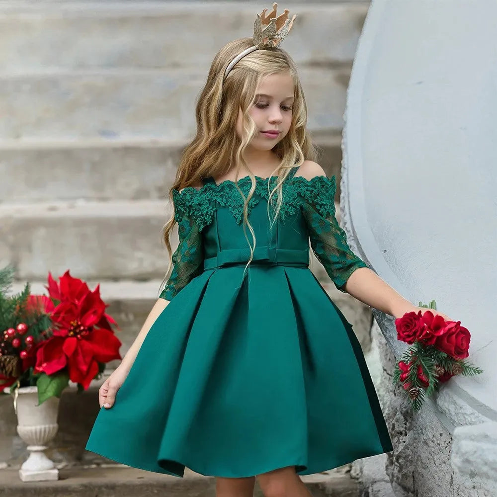 Girls simple style dress with lace detail in various colours for sizes 3T to 10T