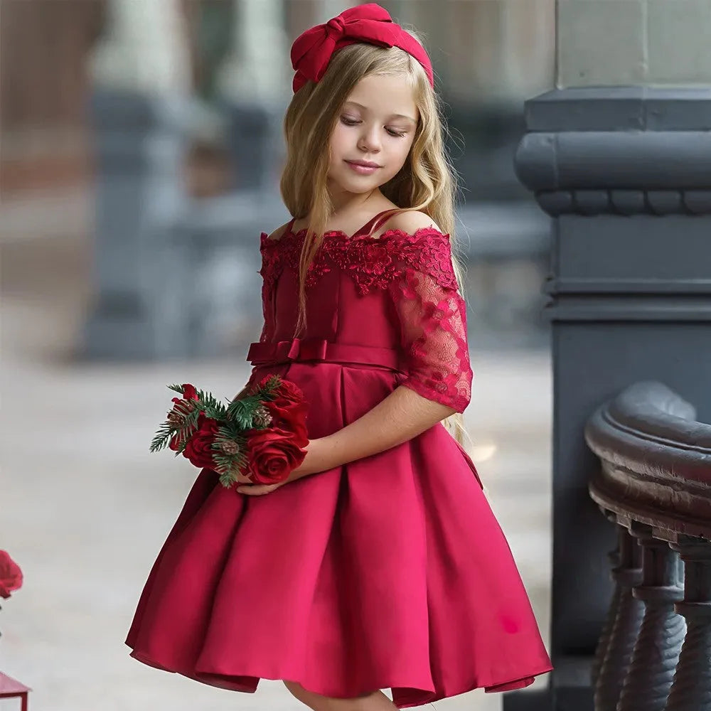 Girls simple style dress with lace detail in various colours for sizes 3T to 10T