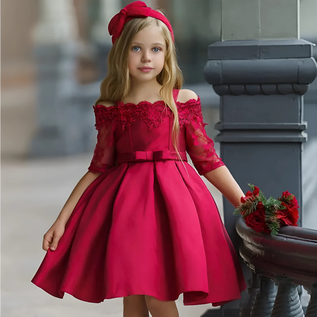 Girls simple style dress with lace detail in various colours for sizes 3T to 10T