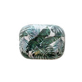 Blue and Green TPU earphone cases with tropical banana leaf design for Apple AirPods.