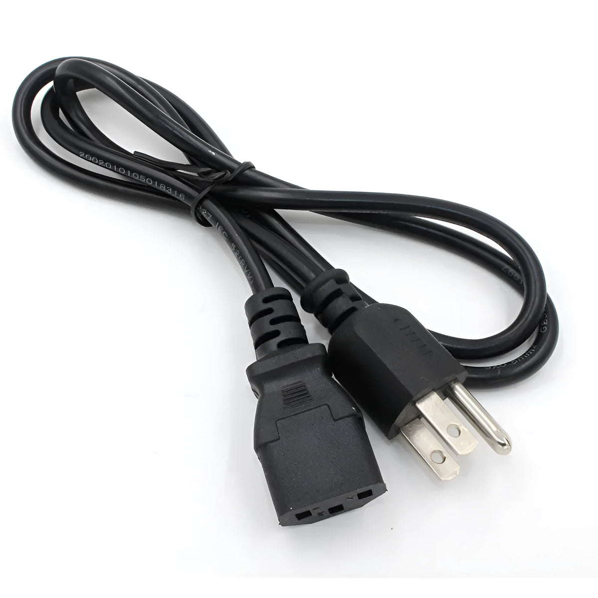 Black American standard three-pin power cord with 1.2 metre PVC sheathed cable