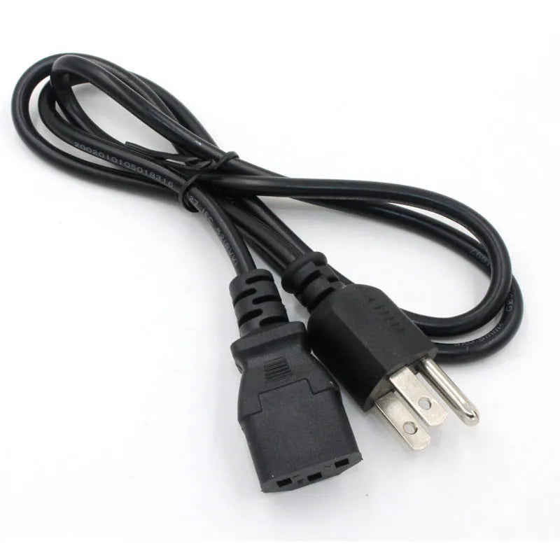 Black American standard three-pin power cord with 1.2 metre PVC sheathed cable