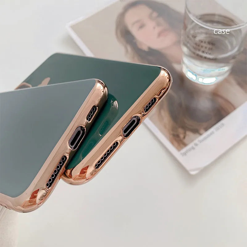 Solid blue TPU back cover case on an iPhone 11 Pro
