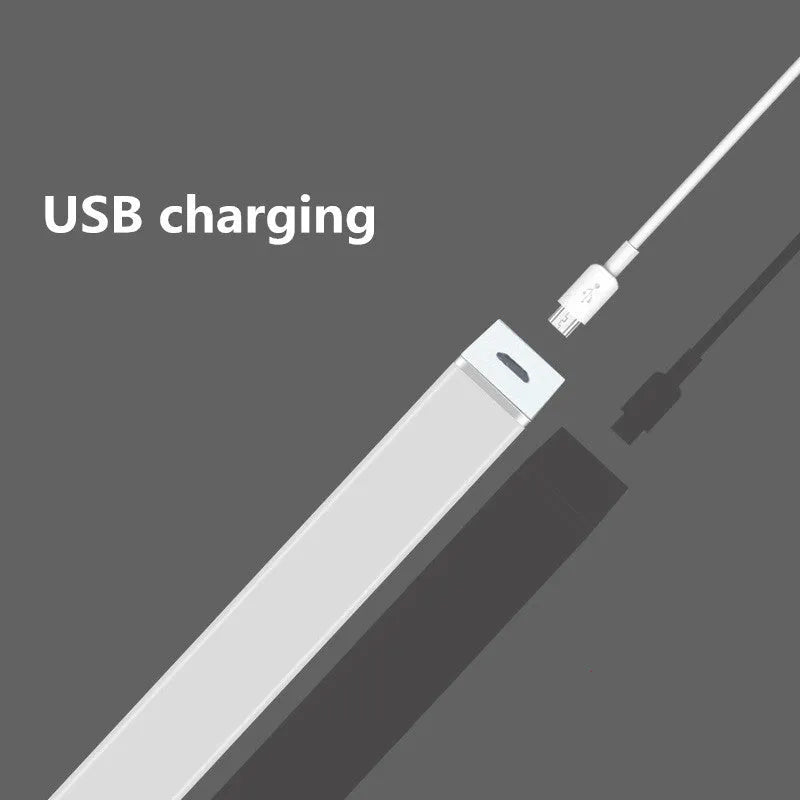 Aluminium magnetic LED closet light with motion sensor in white or warm white, shown mounted inside a wardrobe.