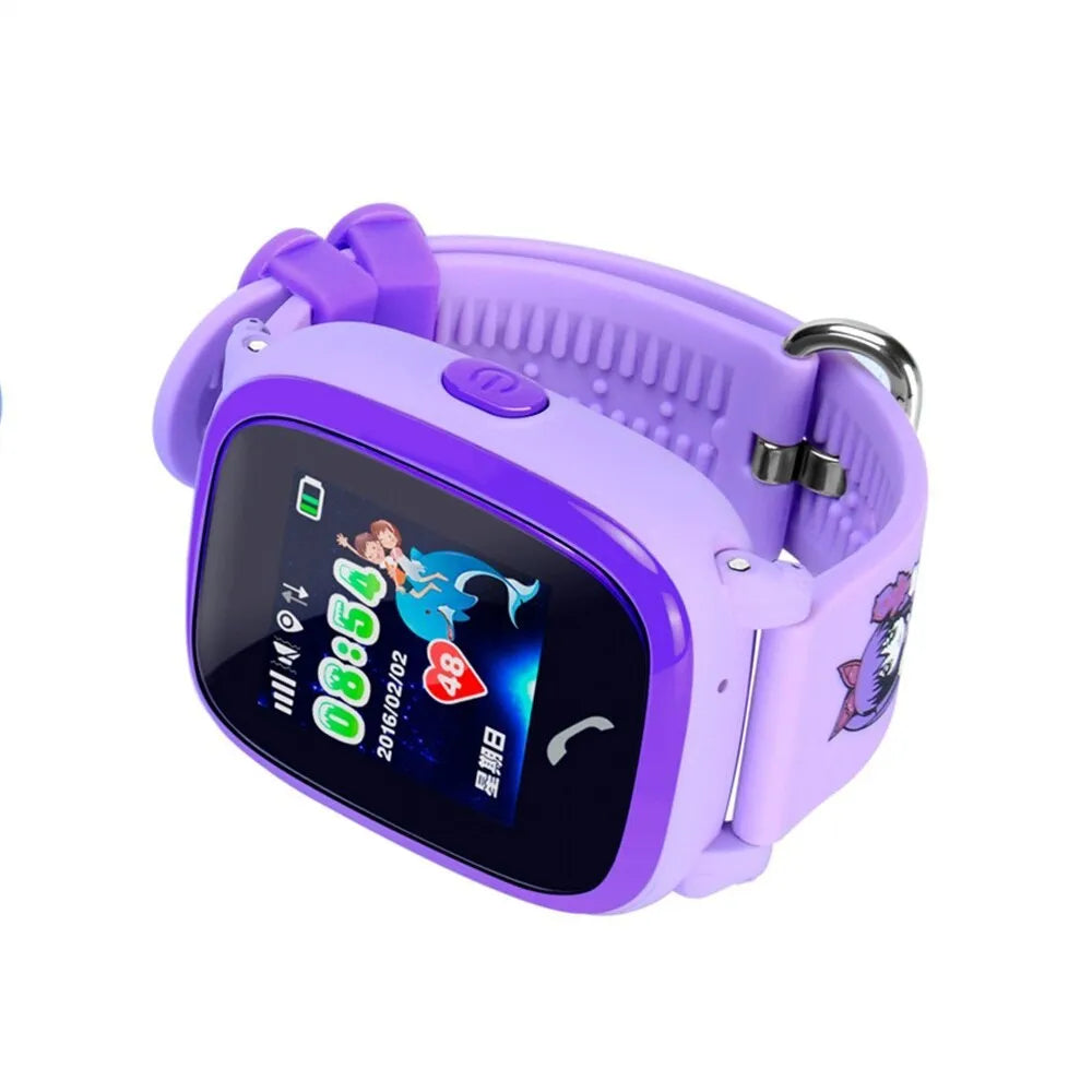 Blue children's waterproof smart watch with touch screen and silicone wristband