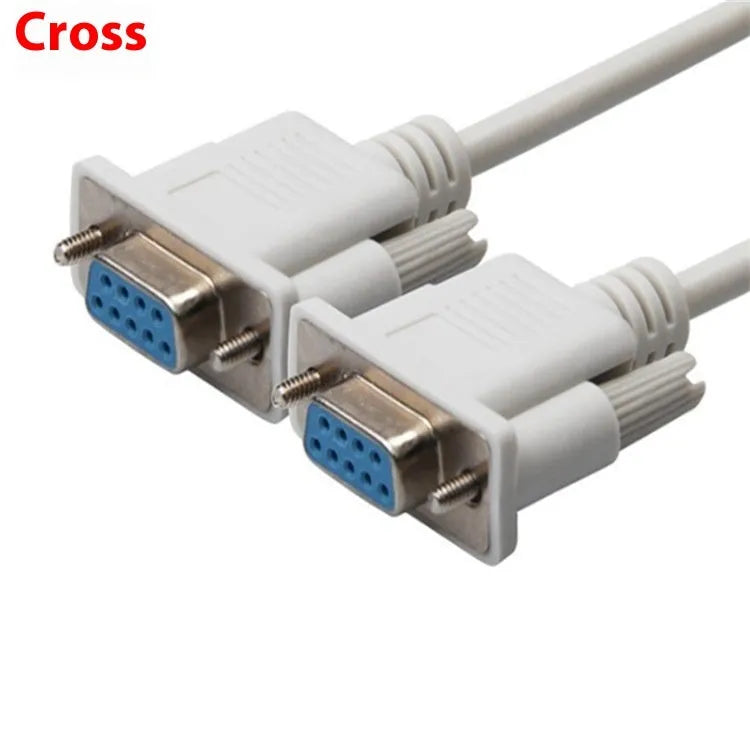 RS232 serial cable with white DB9 female connectors on both ends, length 1.5 metres