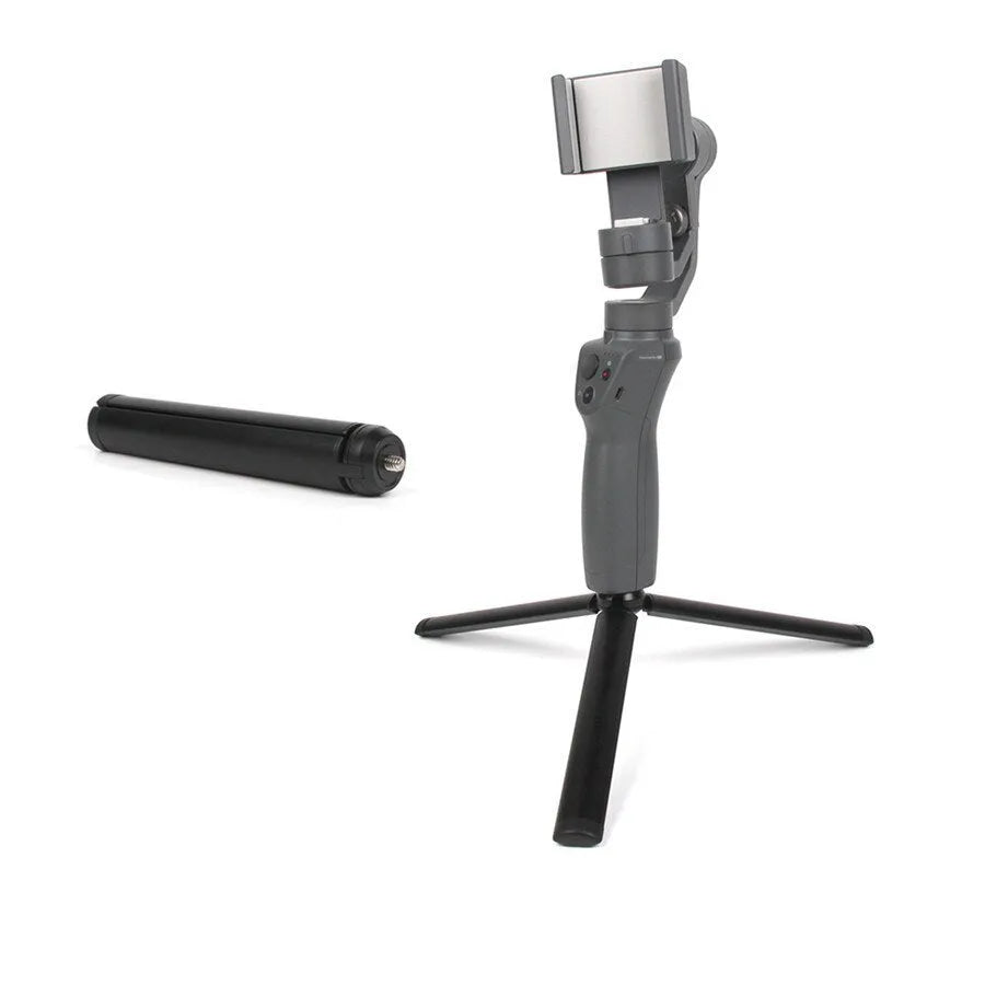 Black aluminium alloy mobile phone tripod with handheld stabiliser accessory compatible with Apple iPhone