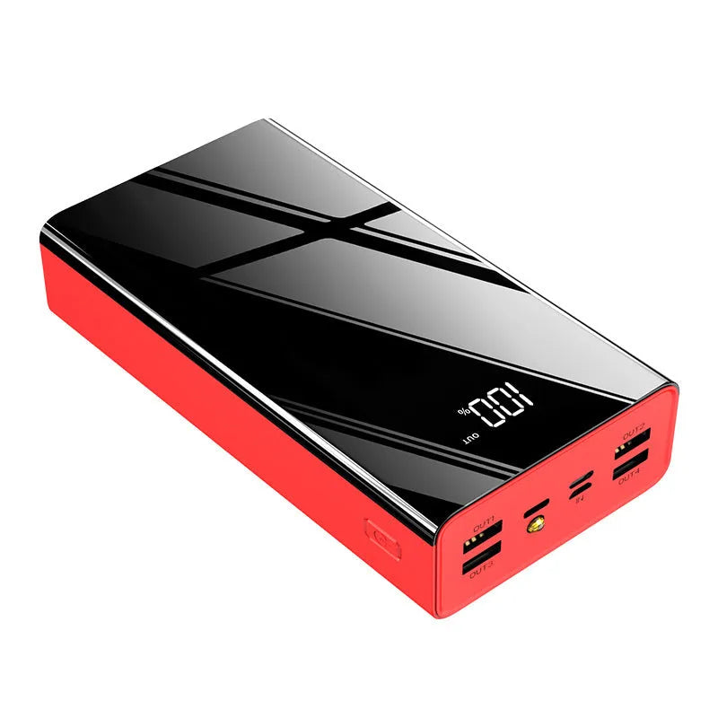 40000 mAh large capacity power bank with LCD display in black and red colour options
