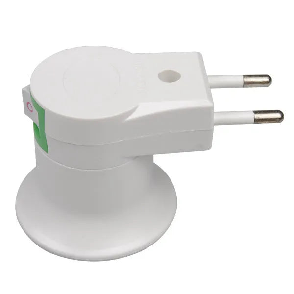 White E27 wall plug-in screw lamp holder with switch control for bulb adapter conversion