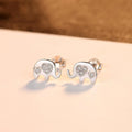 Geometric Korean silver earrings with gem setting, 0.6cm by 0.9cm size, gold and silvery colour options