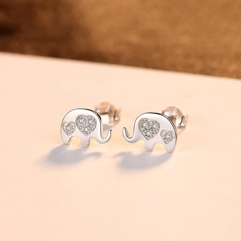 Geometric Korean silver earrings with gem setting, 0.6cm by 0.9cm size, gold and silvery colour options