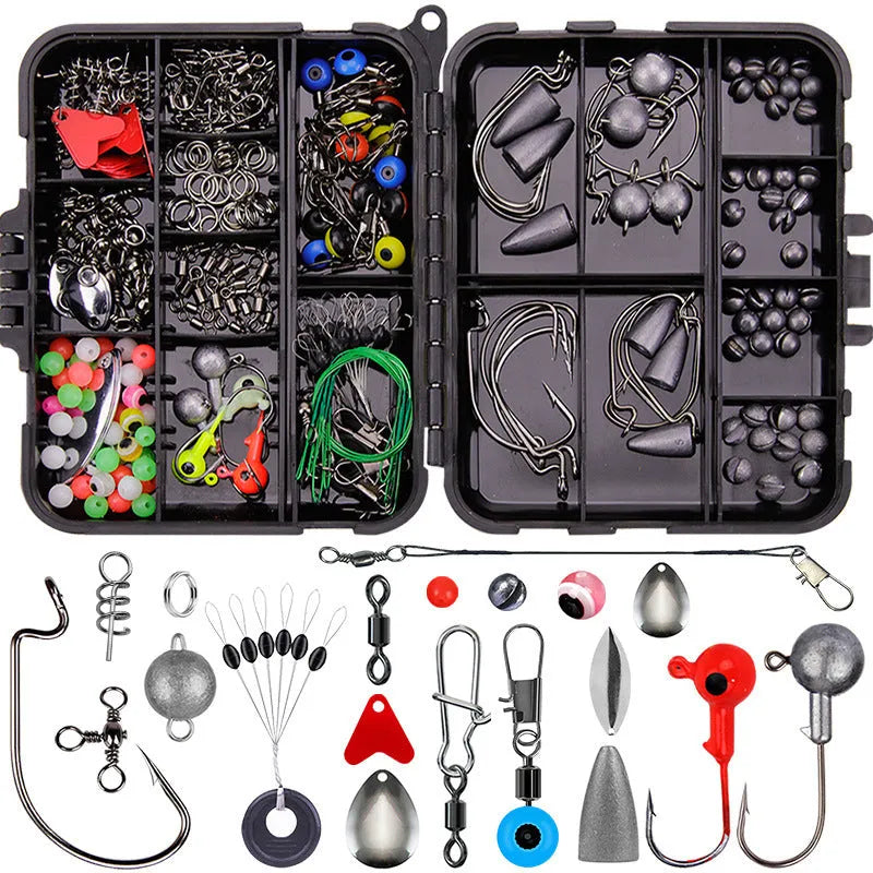 Weihe 257-piece fishing lure hook accessories set in orange or black ABS storage box