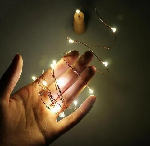 LED wine bottle lights string with flexible copper wire and bottle stopper for decorative lighting