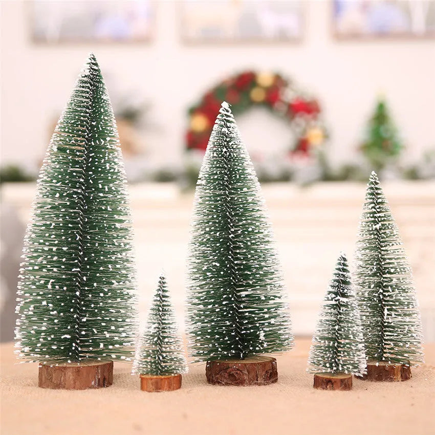 Christmas pine needle tree decoration in green and white, available in 10 cm to 30 cm heights