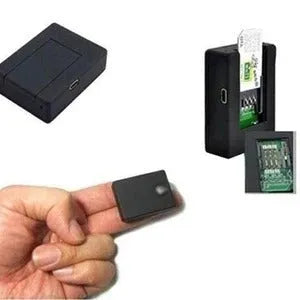N9 Mini X009 black car GPS tracker alarm with removable back cover showing SIM card slot