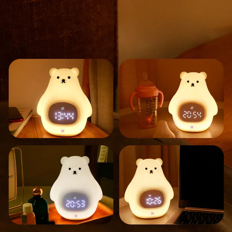 Big white bear cartoon design silicone night light with remote control and timer functions