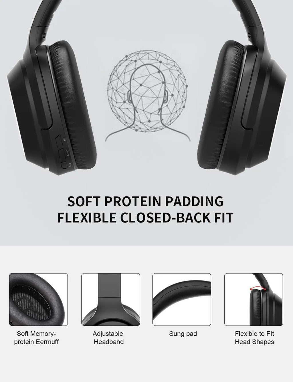 Black Gorsun E98 wireless over-ear Bluetooth headphones with adjustable headband.