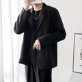 Men's loose-fit corduroy jacket in black, khaki or grey, polyester with semi-hemp lining, sizes S to 5XL.