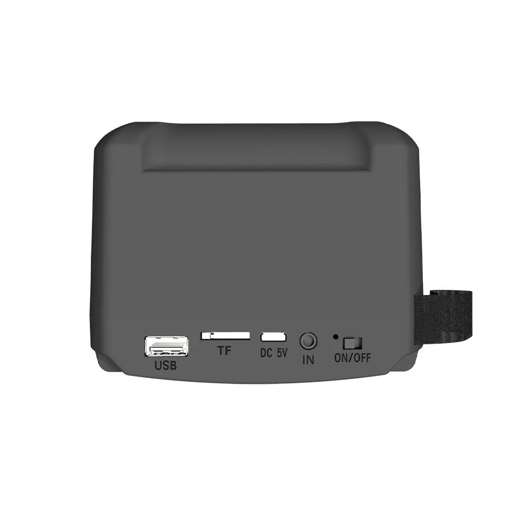 Portable Bluetooth speaker in 3107 colour with USB charging cable, dimensions 110mm x 87mm x 137mm