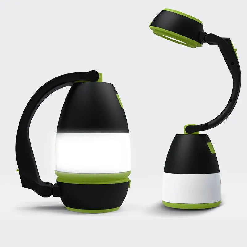 Black Green foldable 3-in-1 LED table lamp showing adjustable head and USB port