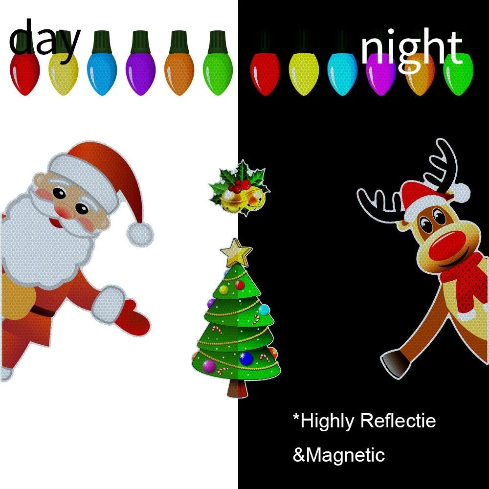 Christmas elk reflective magnetic car decoration sticker with cartoon design in RFM025 colour pattern