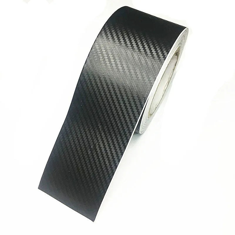 Matte carbon fibre car door sill protection roll showing 3D texture and width measurement options