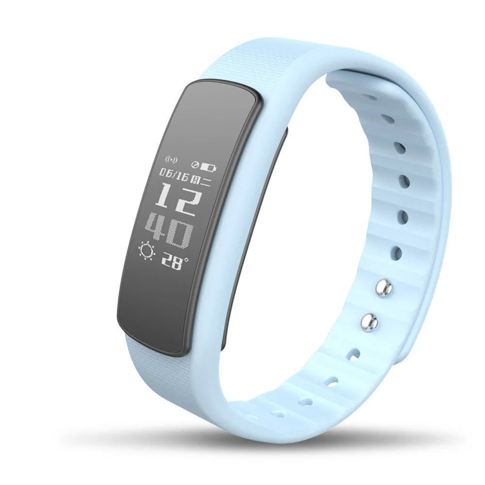 I6 smart sports bracelet with 0.96-inch screen showing health metrics on wrist