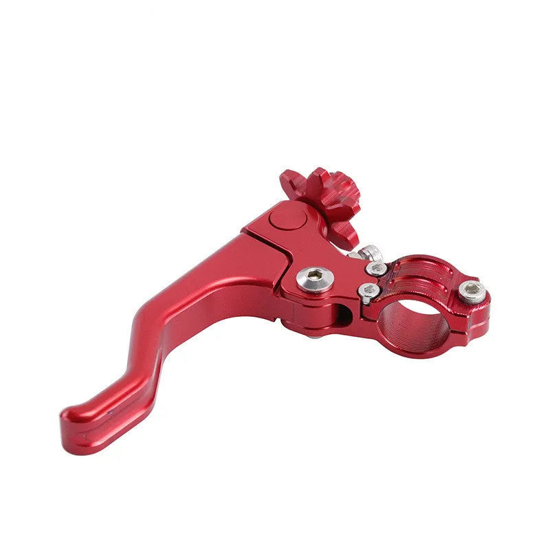 Aluminium alloy two-finger motorcycle clutch lever shown in multiple colour options.